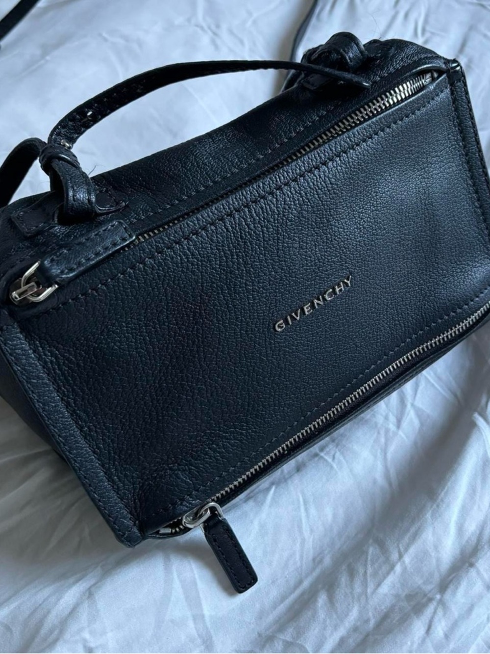 Givenchy Black Leather Satchel with Silver Hardware